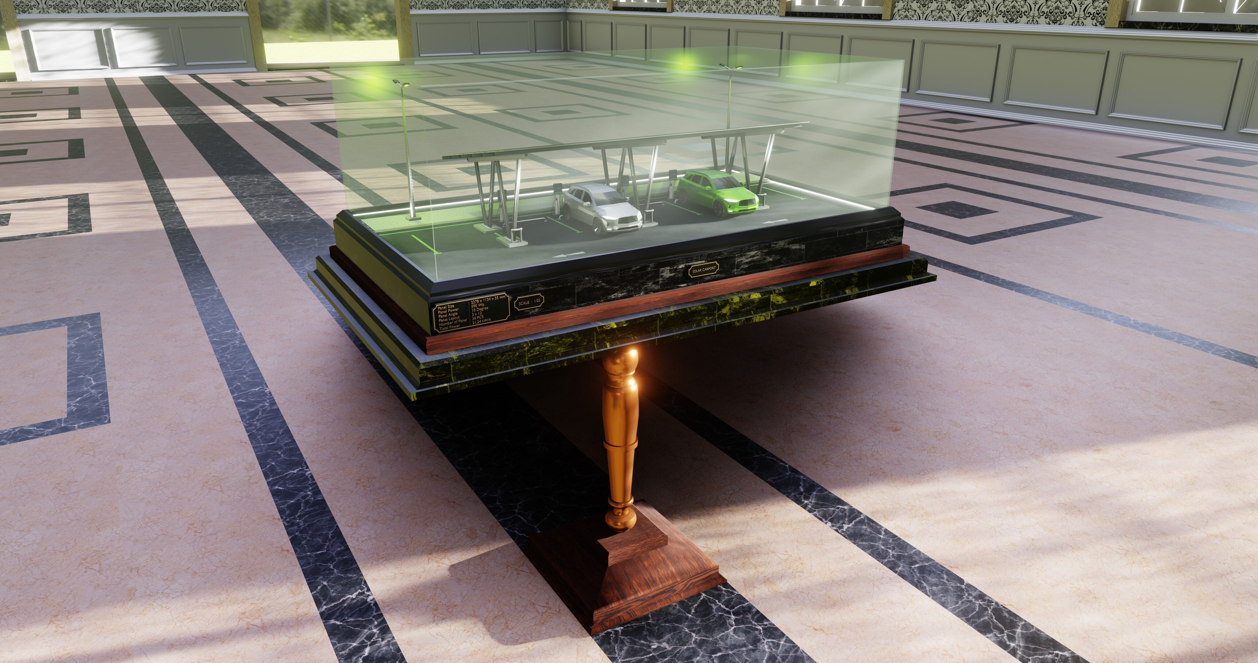 Solar Carport Type-2 3x12 Panels Diorama 3D model_2