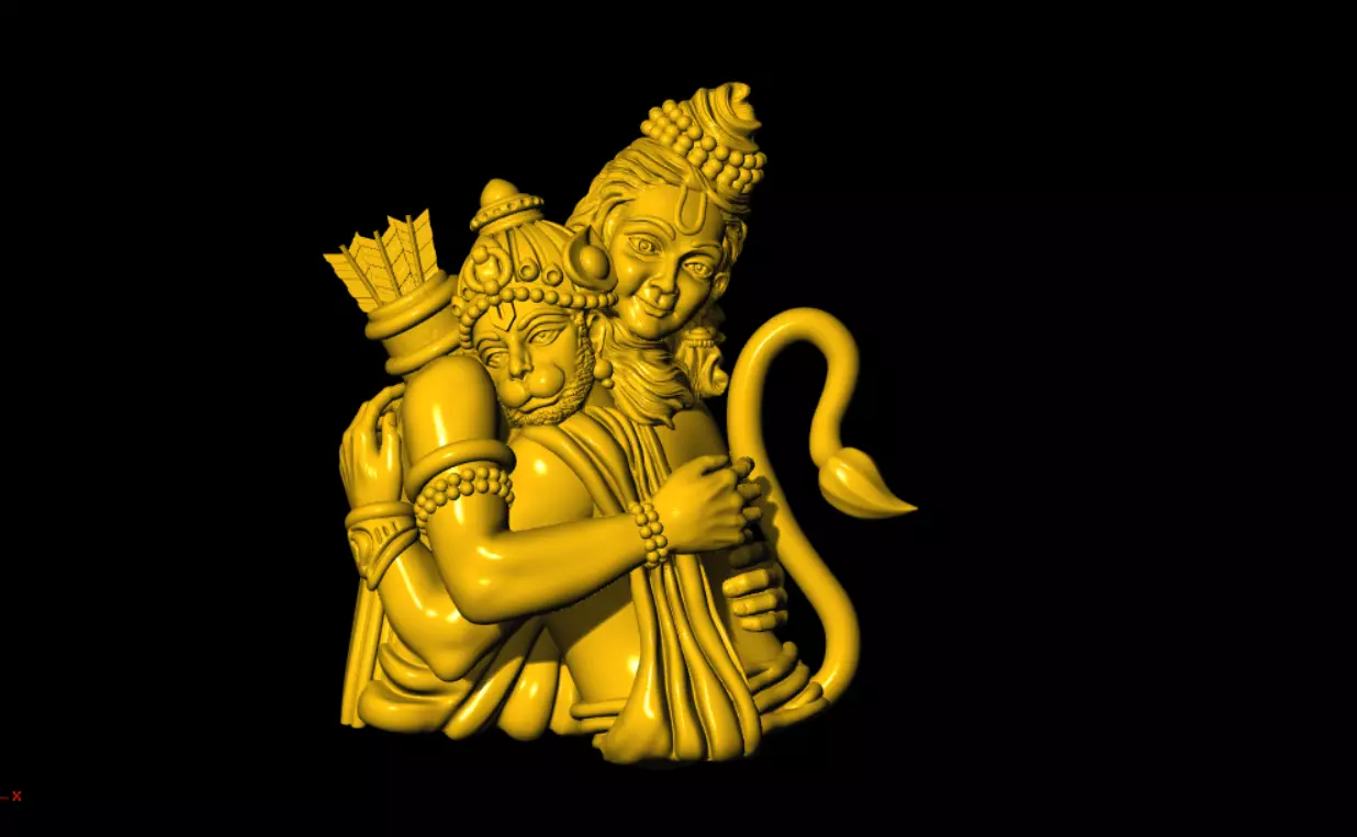 Ram with Hanuman 3D Printable Model 3D print model_0
