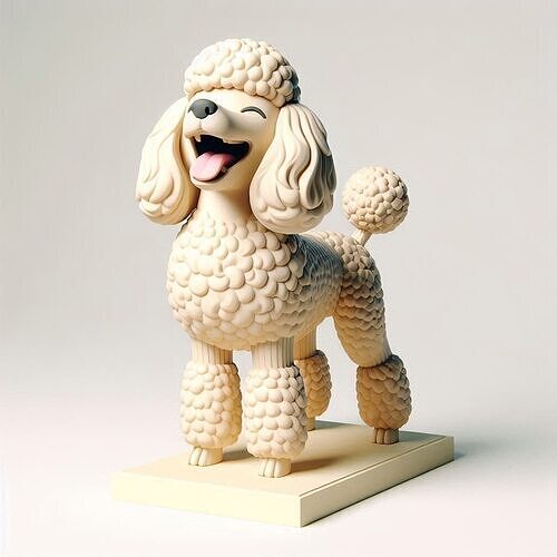 824 Laughing Poodle  Totem  Full Body  3D Model  pug 3D print model
