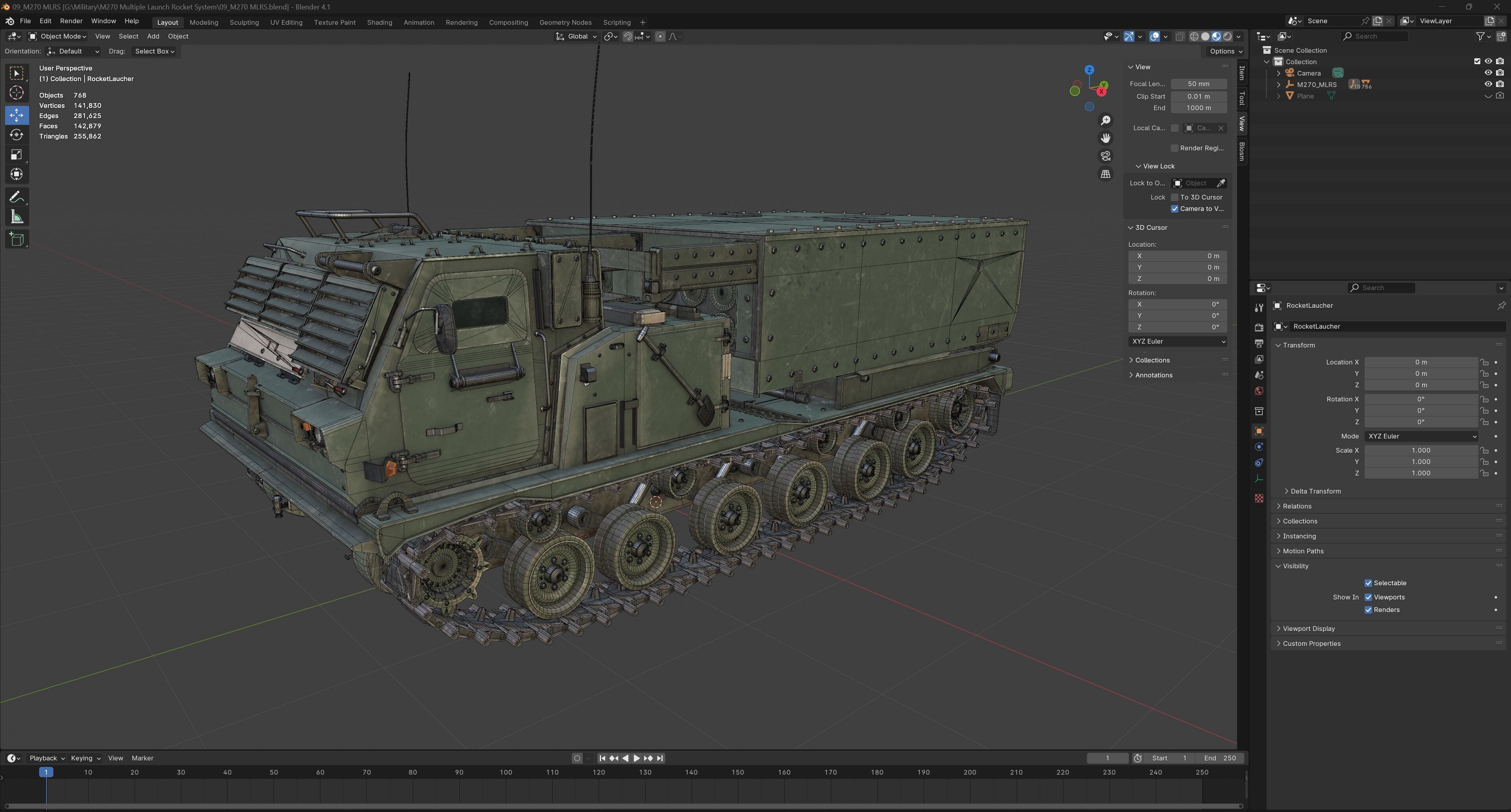 M270 Multiple Launch Rocket System Low-poly 3D model_12