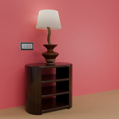  Modern Wooden Table Lamp with Shelf and Switchboard  3D model