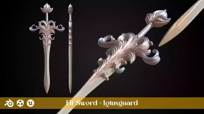 Stylized Elf Sword - Lotusguard - Game Ready