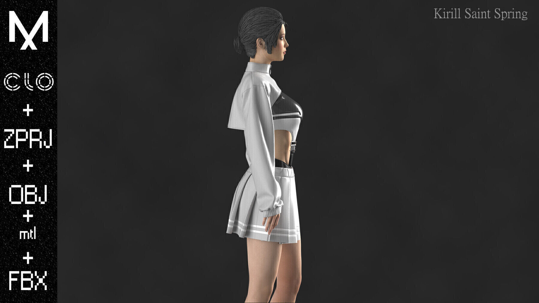 OUTFIT FEMALE Marvelous designer Clo3d OBJ mtl FBX ZPRJ 3D model_8