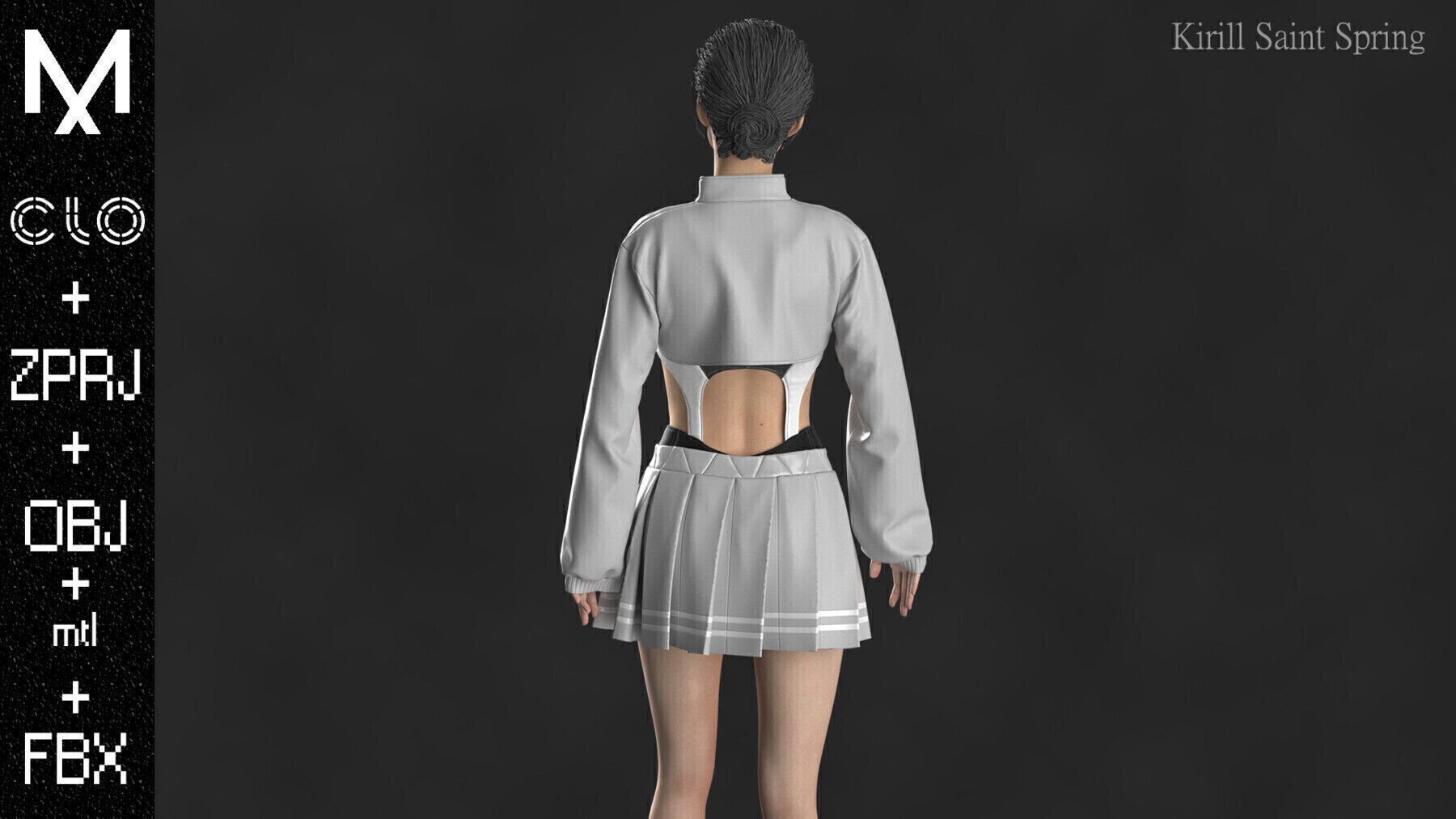 OUTFIT FEMALE Marvelous designer Clo3d OBJ mtl FBX ZPRJ 3D model_6