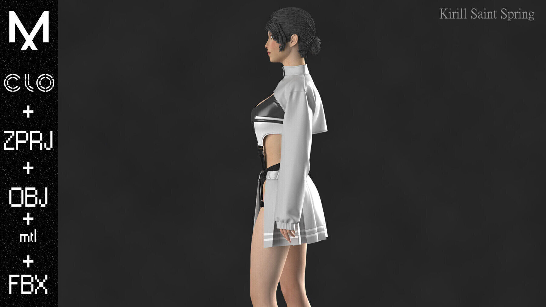 OUTFIT FEMALE Marvelous designer Clo3d OBJ mtl FBX ZPRJ 3D model_5