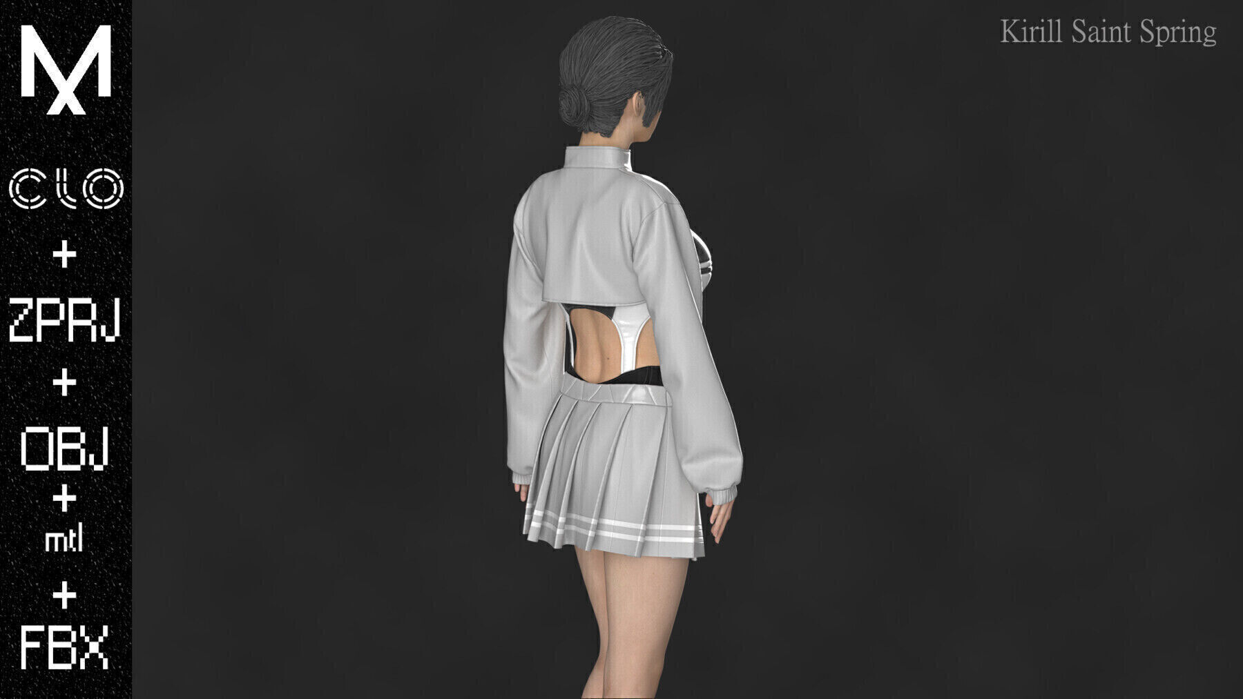 OUTFIT FEMALE Marvelous designer Clo3d OBJ mtl FBX ZPRJ 3D model_7