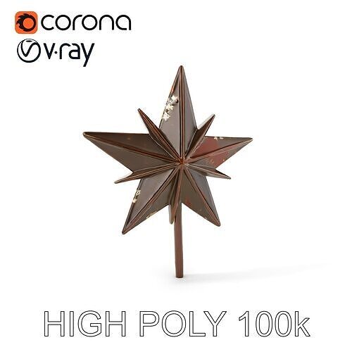 Rustic Metal Star Decor D Model Pack Low-poly 3D model