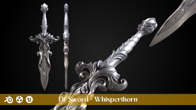 Stylized Elf Sword - Whisperthorn - Game Ready 3D model