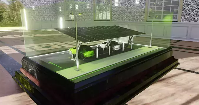 Solar Carport Type-4 3x12 Panels Diorama