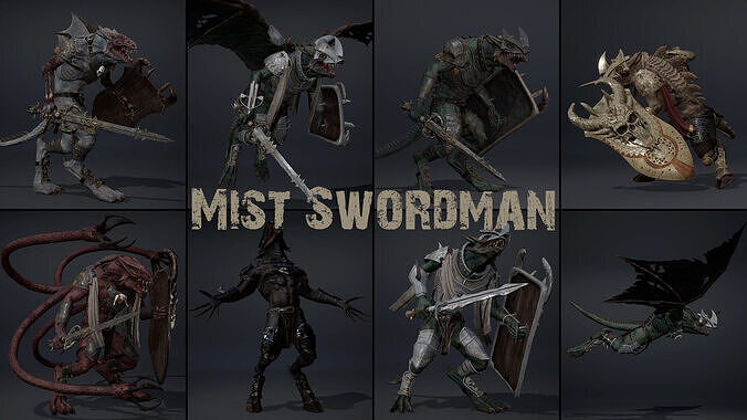 Mist Swordman Low-poly 3D model