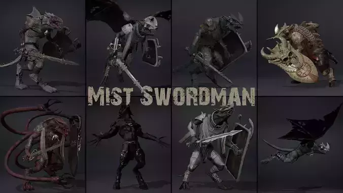 Mist Swordman Low-poly 3D model