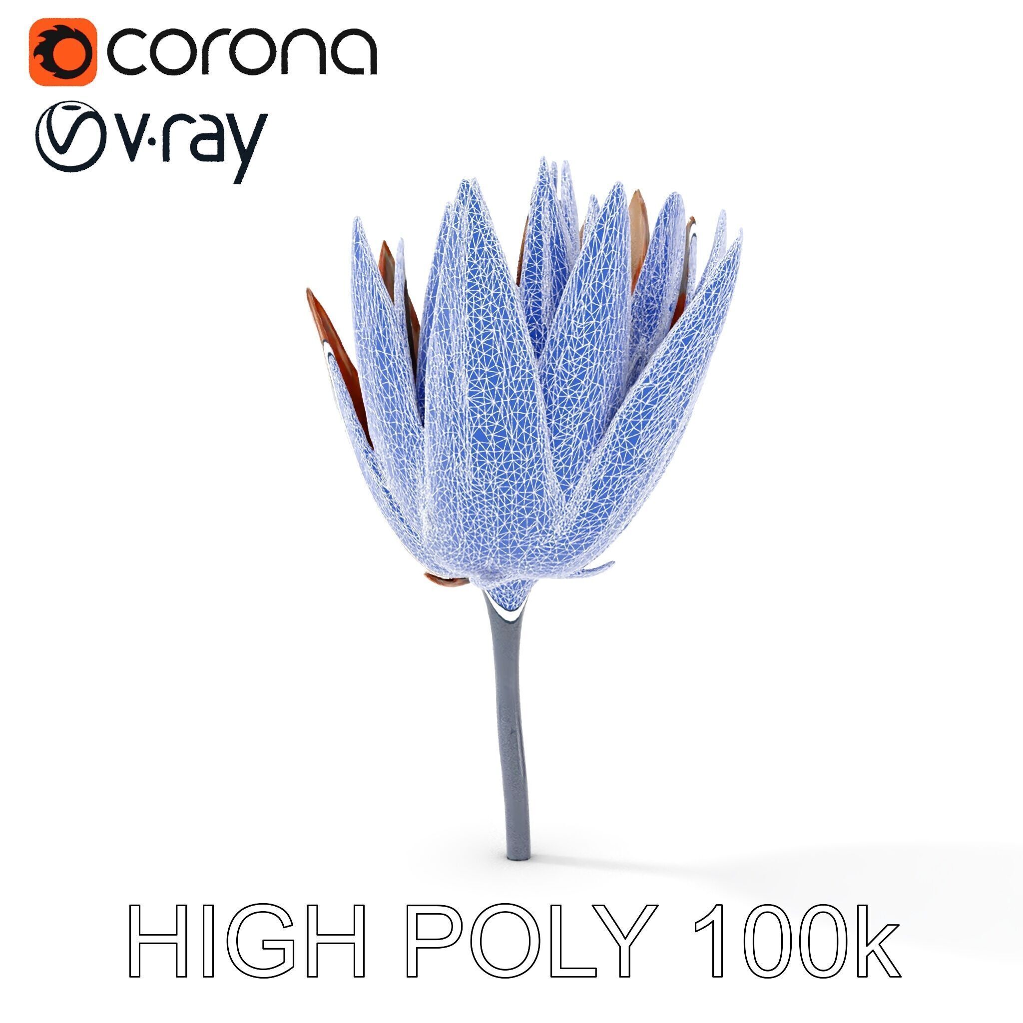 Futuristic Metal Flower Model Pack Low-poly 3D model_29