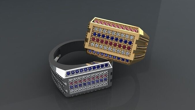 Sci-fi Signet - Pave ring  3D print model