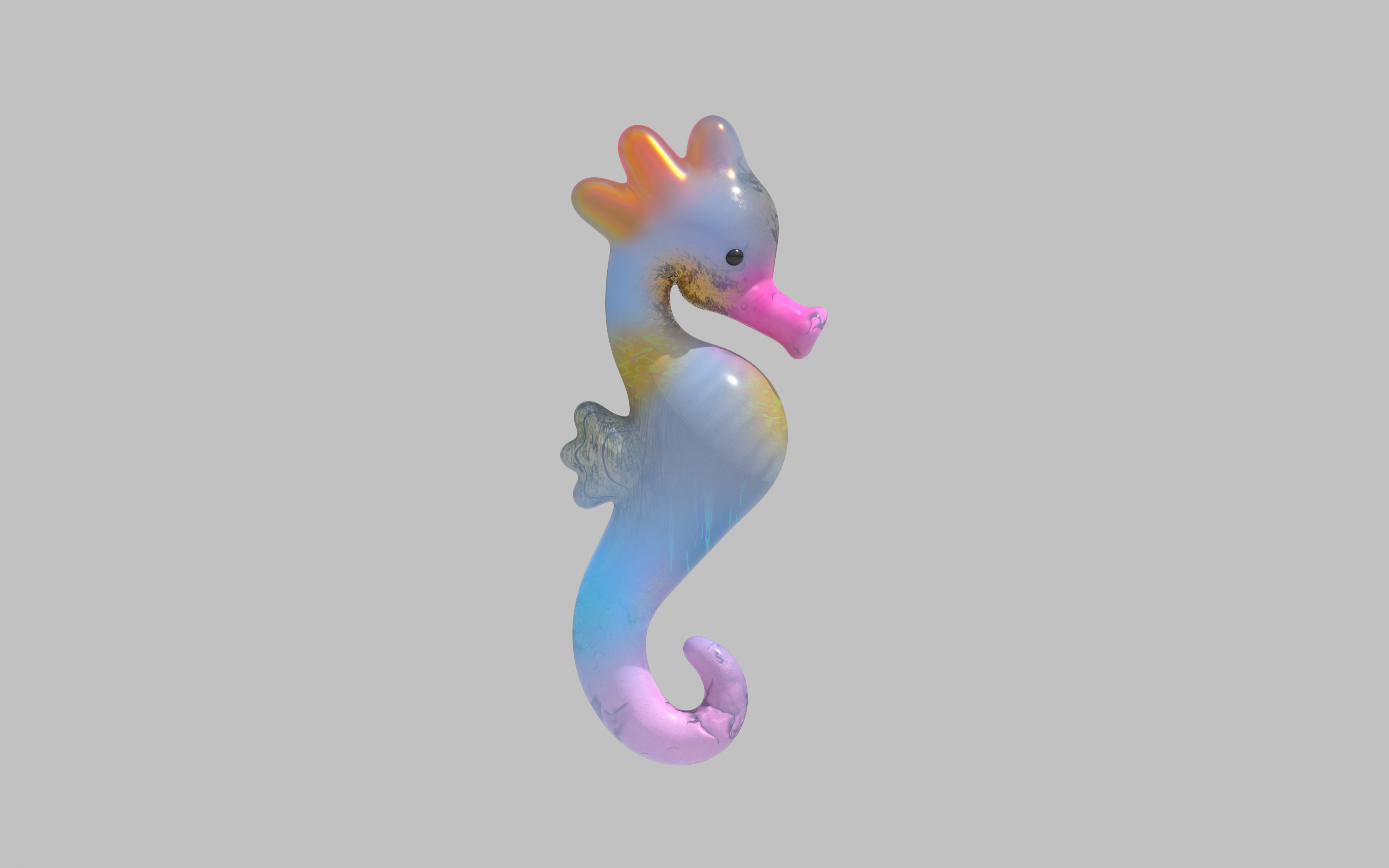 Stylized Seahorse 3D Model - Fully Textured Game Ready Asset Low-poly 3D model_5