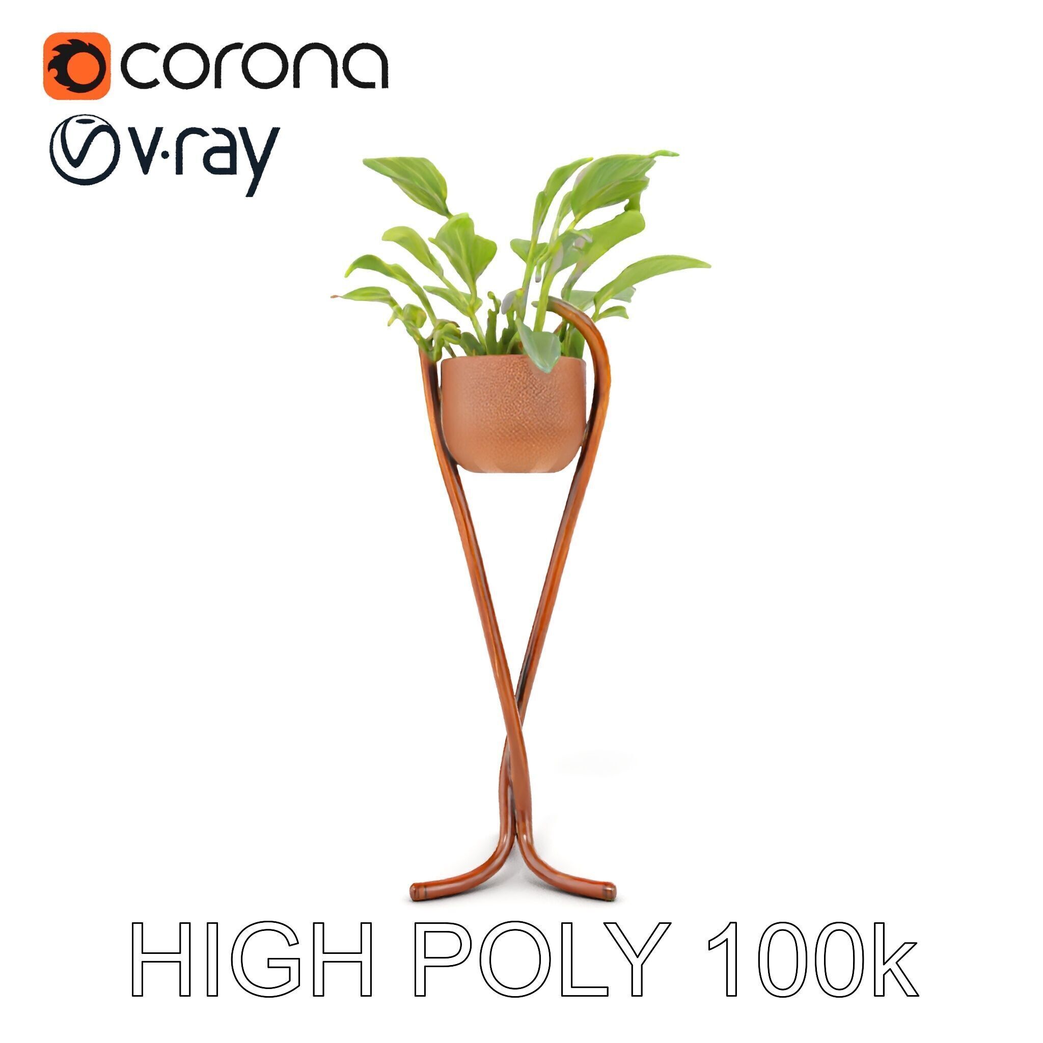 Modern Plant Stand with Green Foliage Model Pack Low-poly 3D model_25