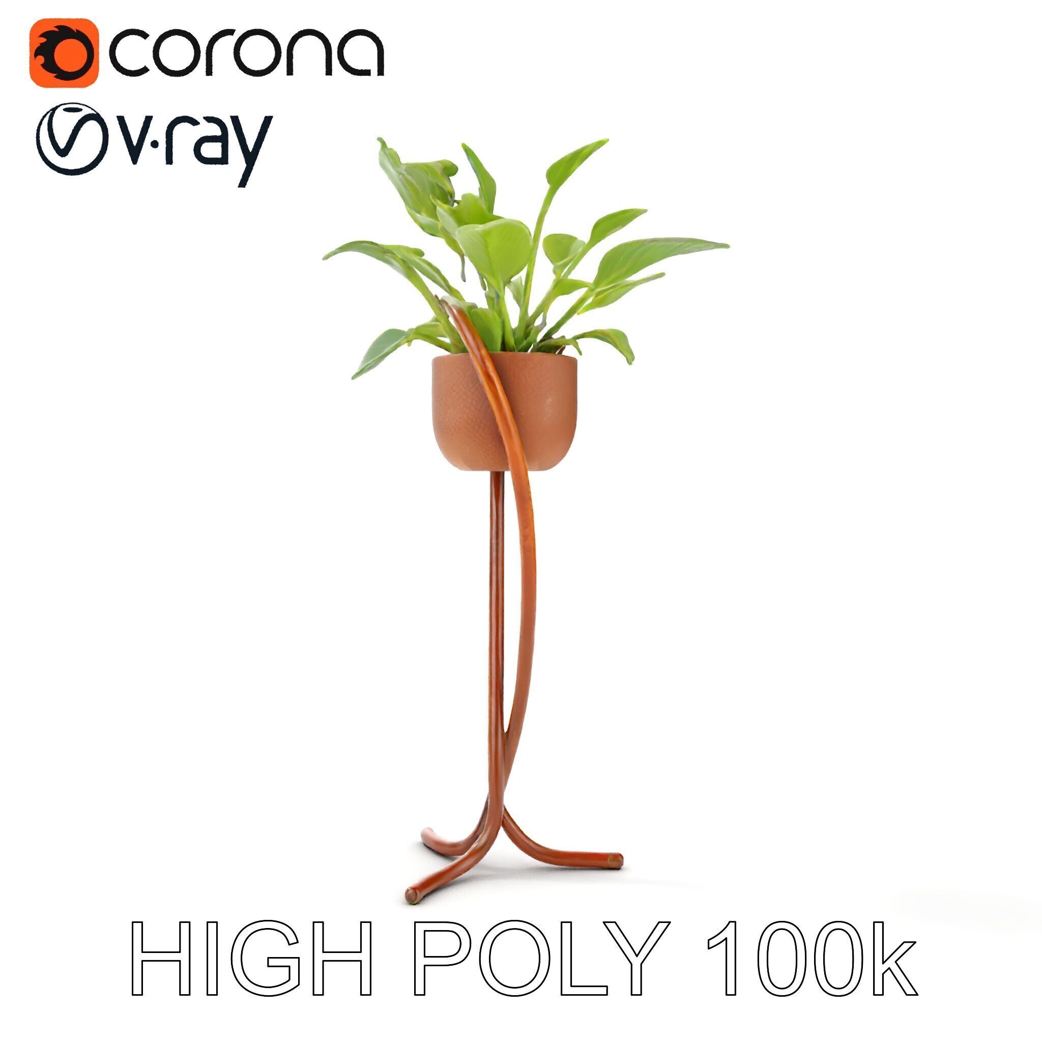 Modern Plant Stand with Green Foliage Model Pack Low-poly 3D model_36