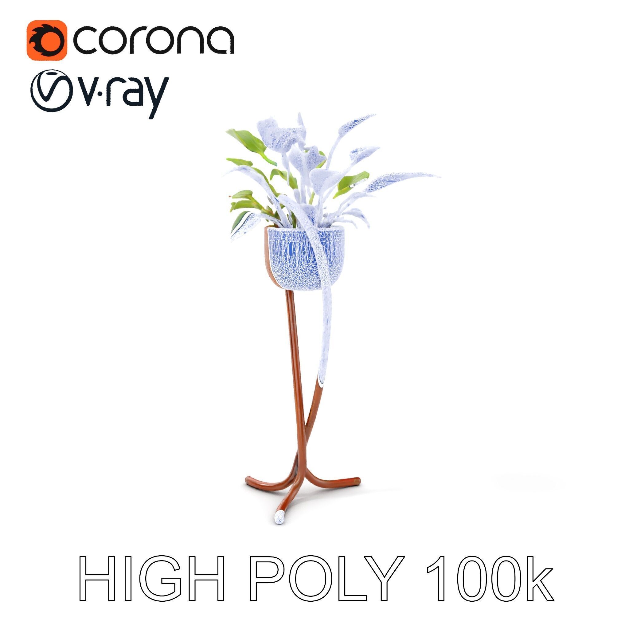 Modern Plant Stand with Green Foliage Model Pack Low-poly 3D model_31