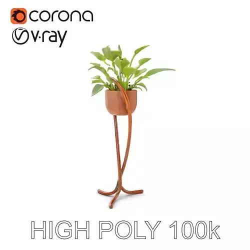 Modern Plant Stand with Green Foliage Model Pack Low-poly 3D model