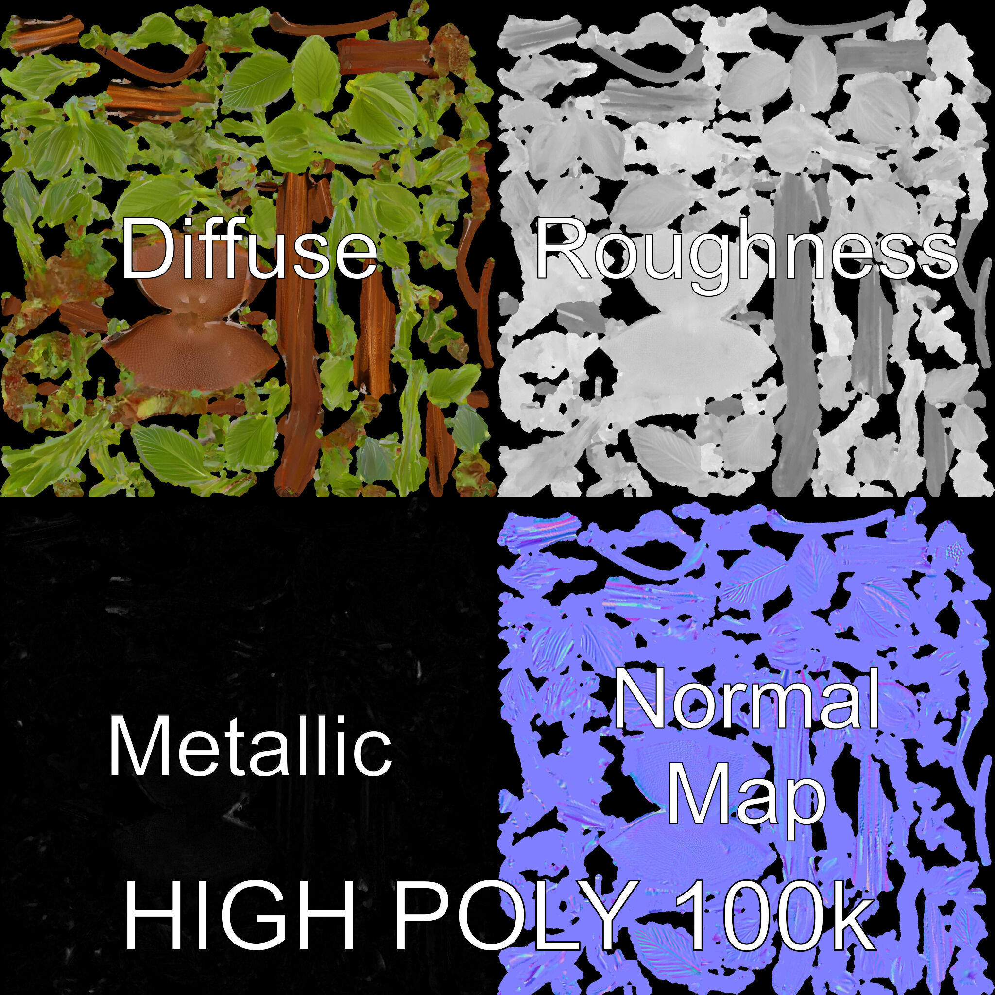 Modern Plant Stand with Green Foliage Model Pack Low-poly 3D model_4