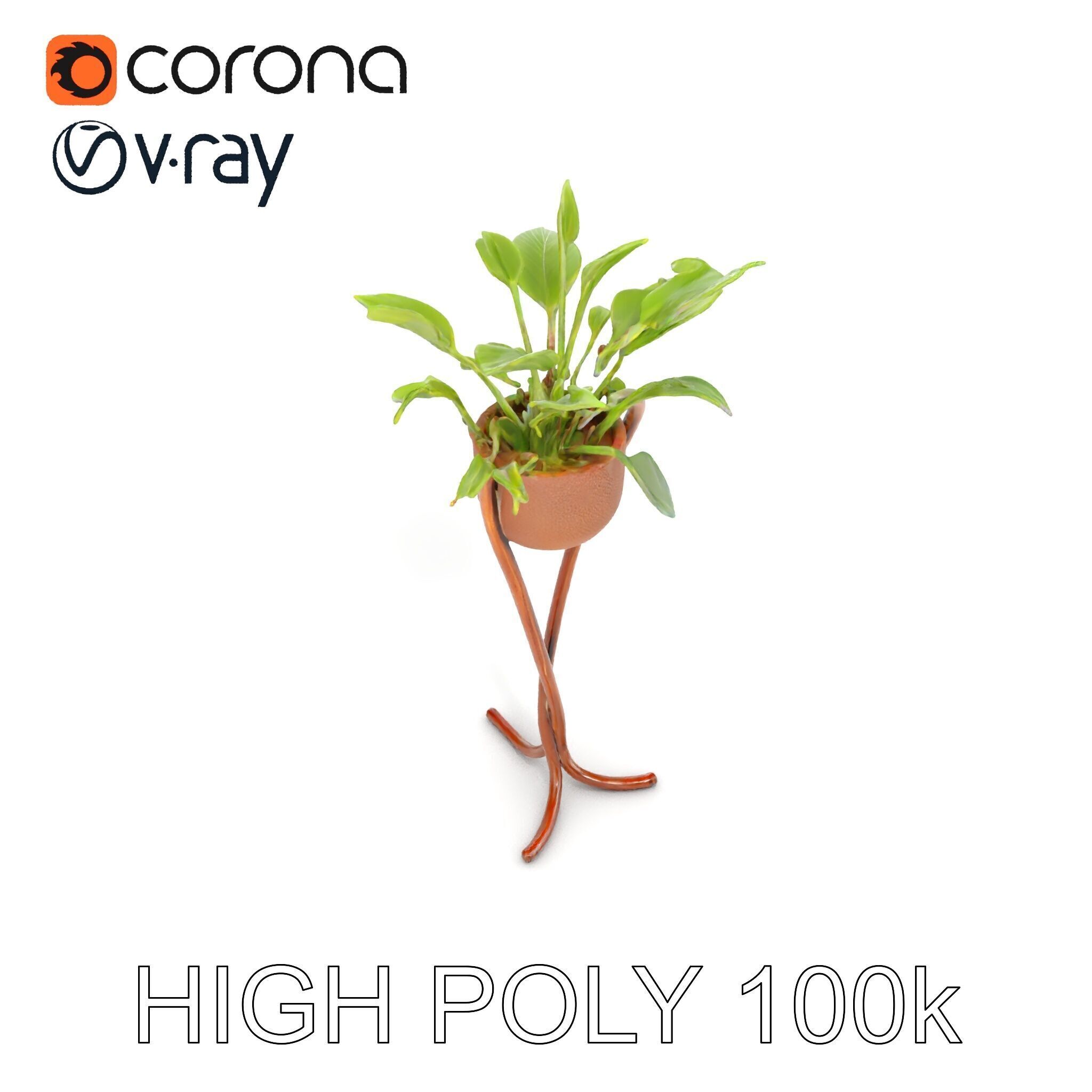 Modern Plant Stand with Green Foliage Model Pack Low-poly 3D model_30