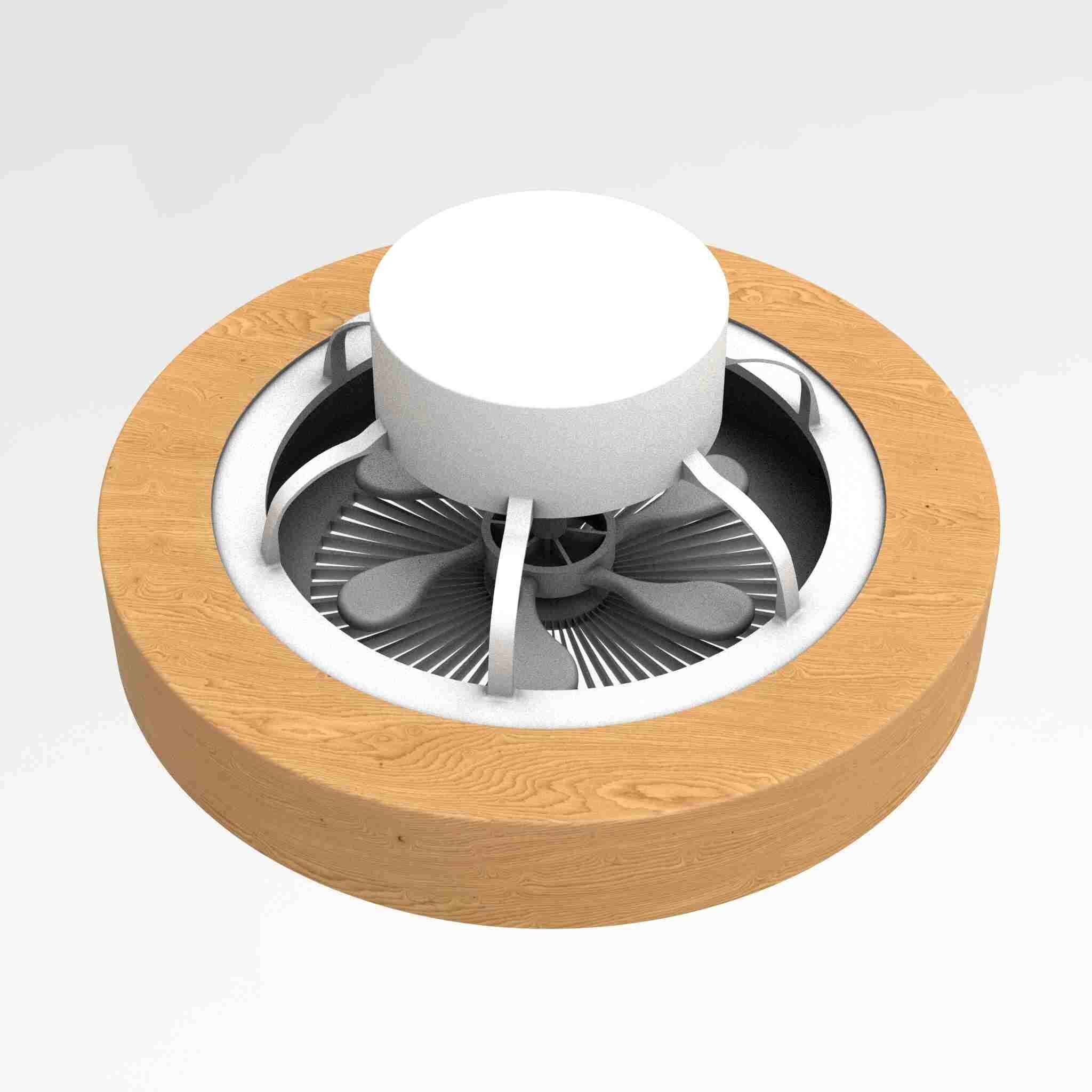 Modern Ceiling Fan with Enclosed Blades 3D model_4