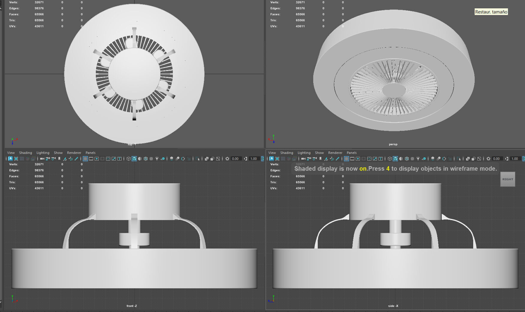 Modern Ceiling Fan with Enclosed Blades 3D model_13