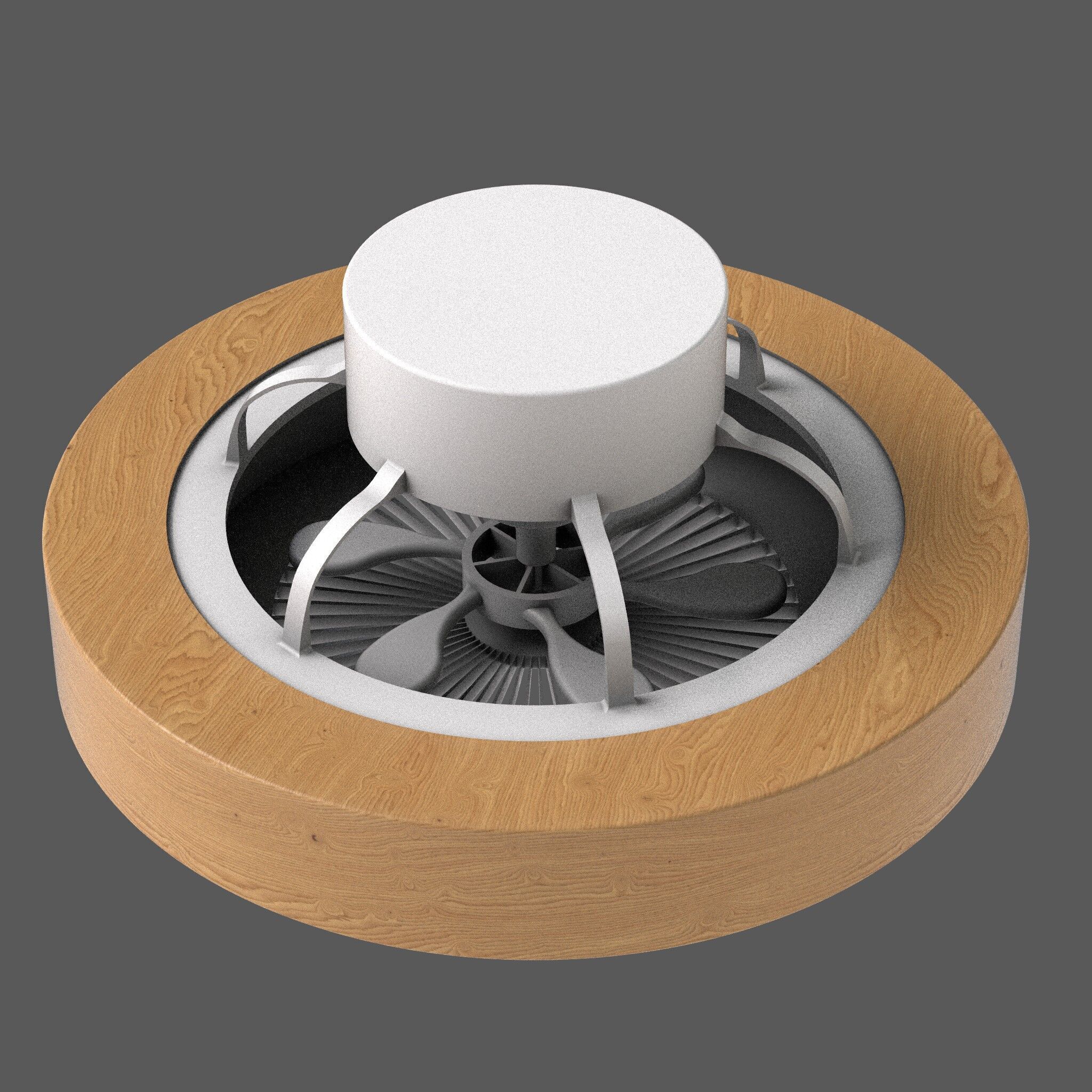 Modern Ceiling Fan with Enclosed Blades 3D model_1