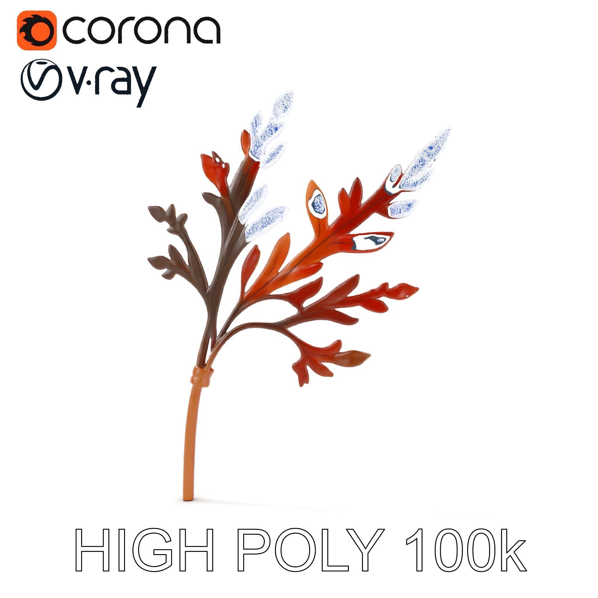 Decorative Leaf Model Pack with Detailed Textures Low-poly 3D model_29