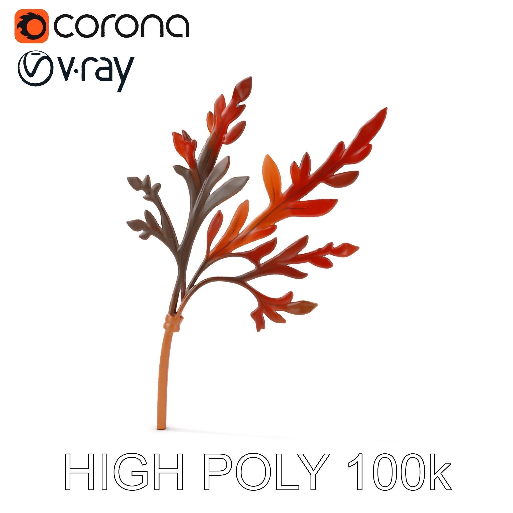Decorative Leaf Model Pack with Detailed Textures Low-poly 3D model_19