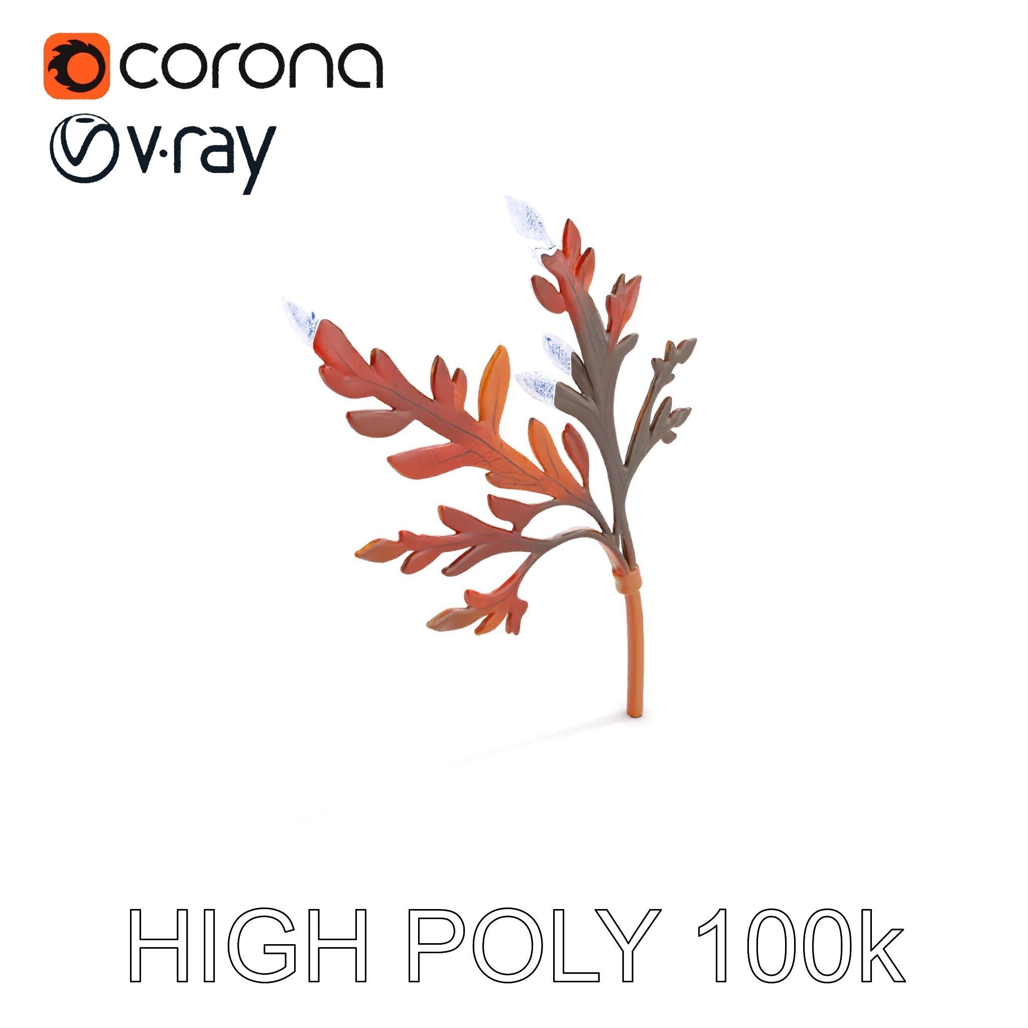 Decorative Leaf Model Pack with Detailed Textures Low-poly 3D model_15