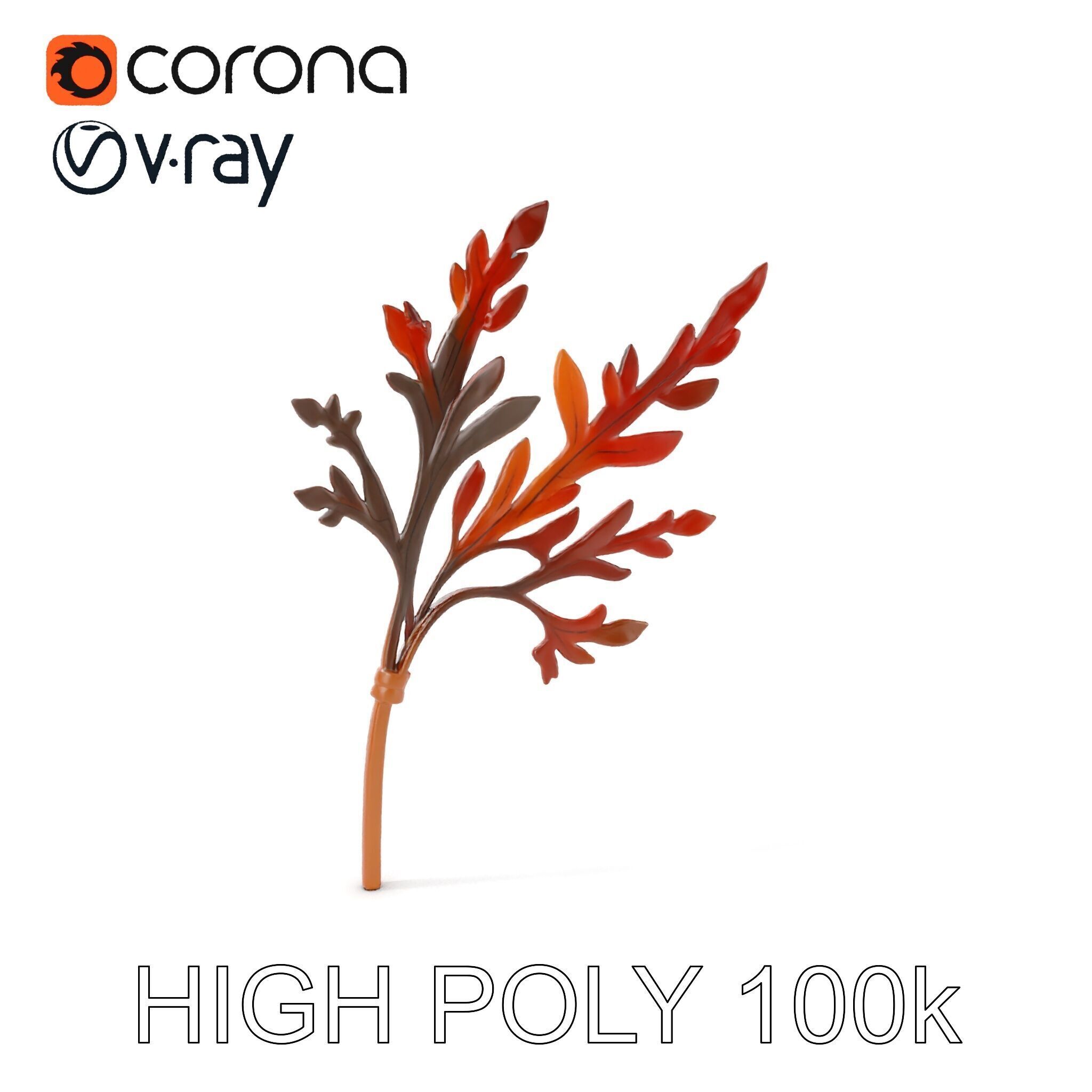 Decorative Leaf Model Pack with Detailed Textures Low-poly 3D model_10