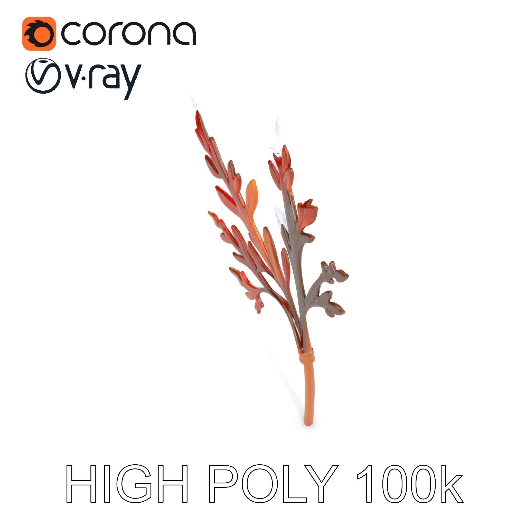 Decorative Leaf Model Pack with Detailed Textures Low-poly 3D model_24