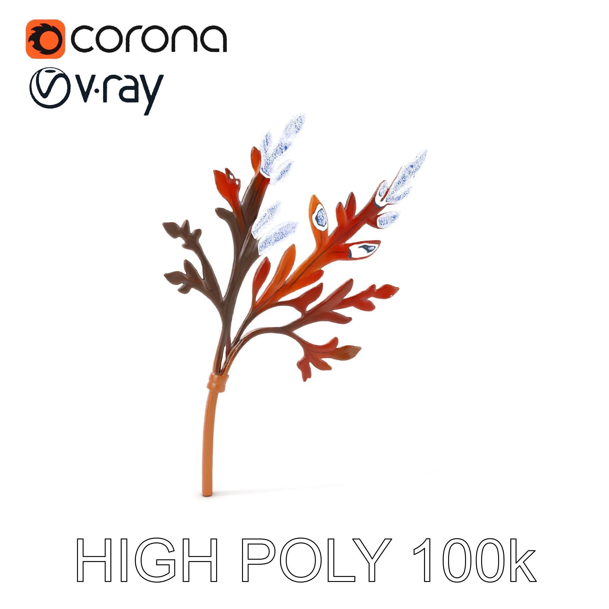 Decorative Leaf Model Pack with Detailed Textures Low-poly 3D model_5