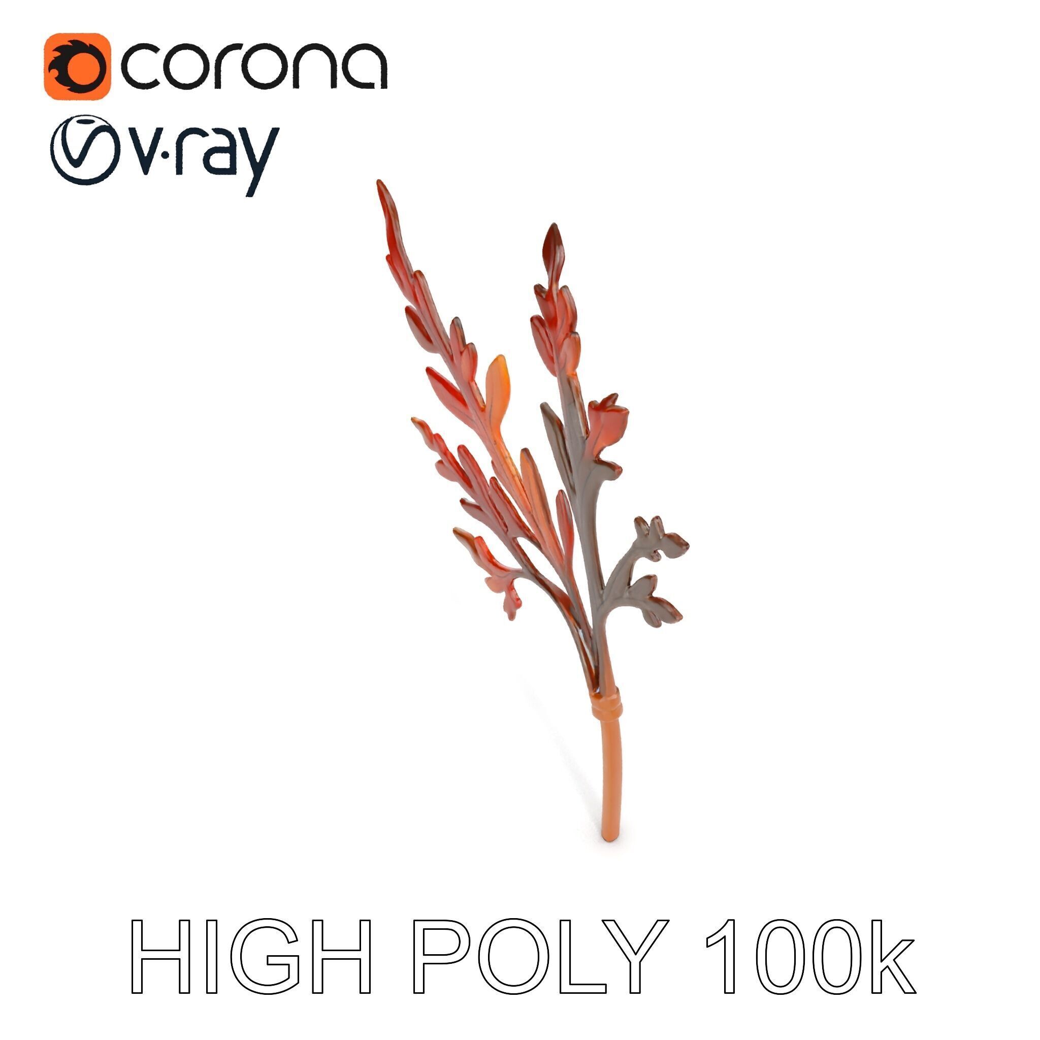 Decorative Leaf Model Pack with Detailed Textures Low-poly 3D model_8