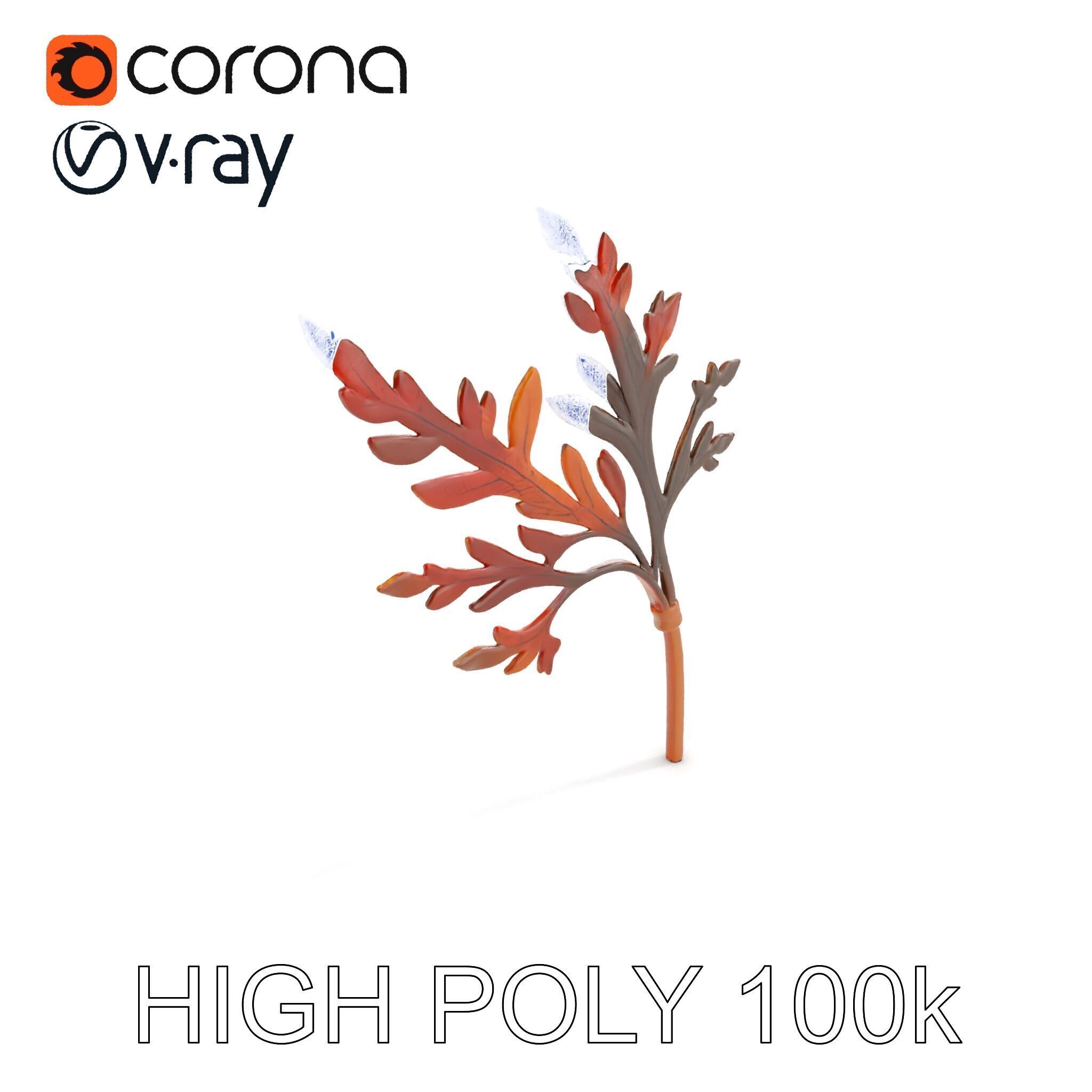 Decorative Leaf Model Pack with Detailed Textures Low-poly 3D model_33