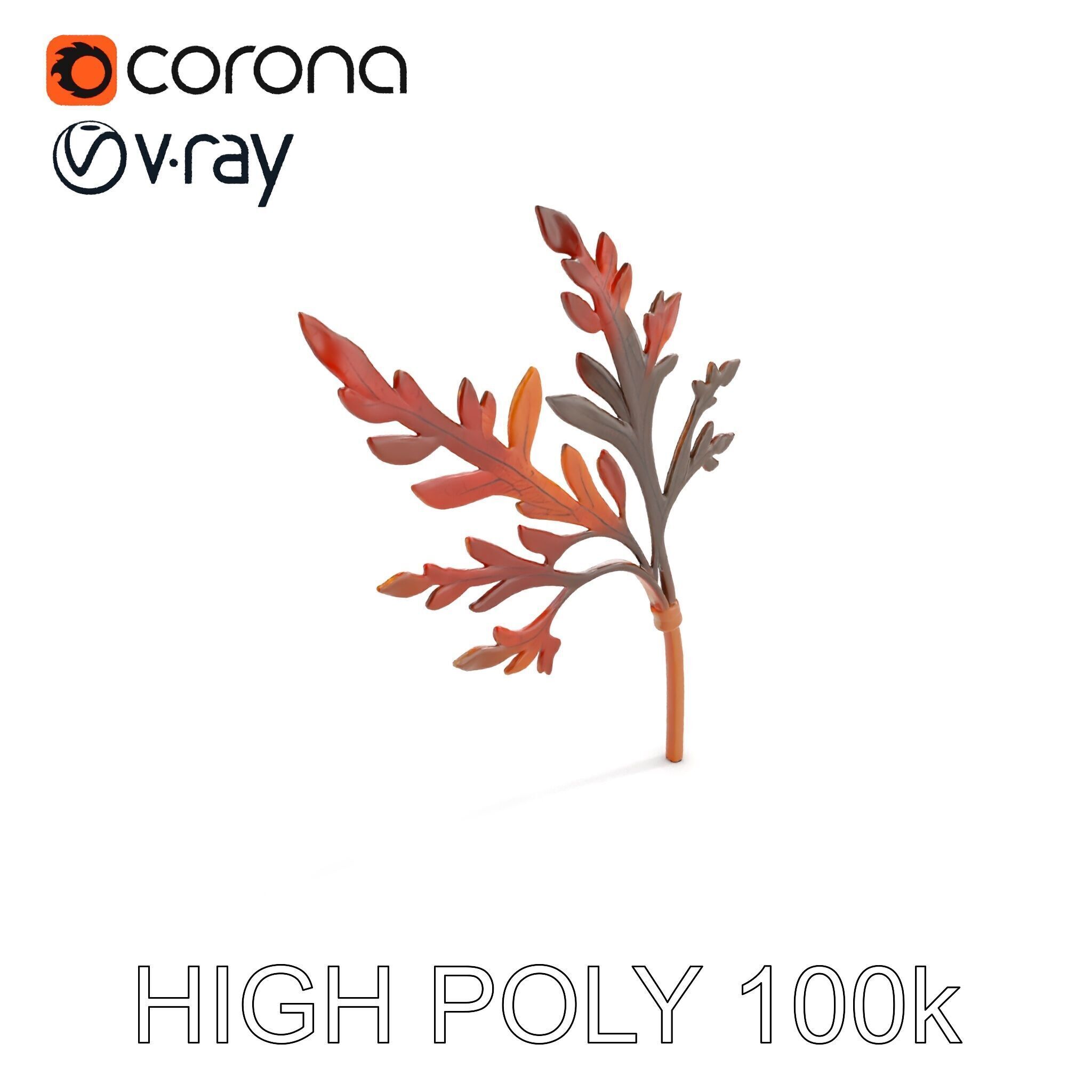 Decorative Leaf Model Pack with Detailed Textures Low-poly 3D model_25
