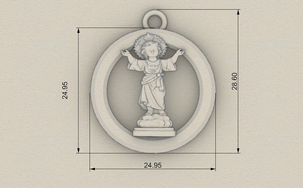 Medallon Divino nino Jesus - Divine Child Jesus  pendant 3D print model_2