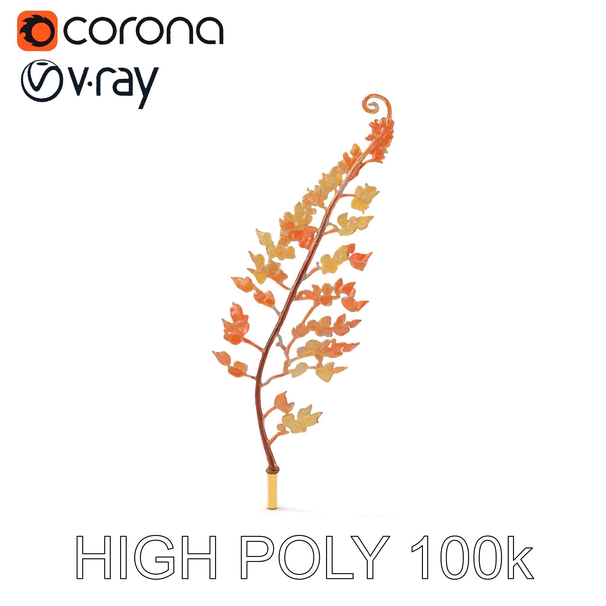 Metallic Leaf Sculpture Model Pack Low-poly 3D model_11