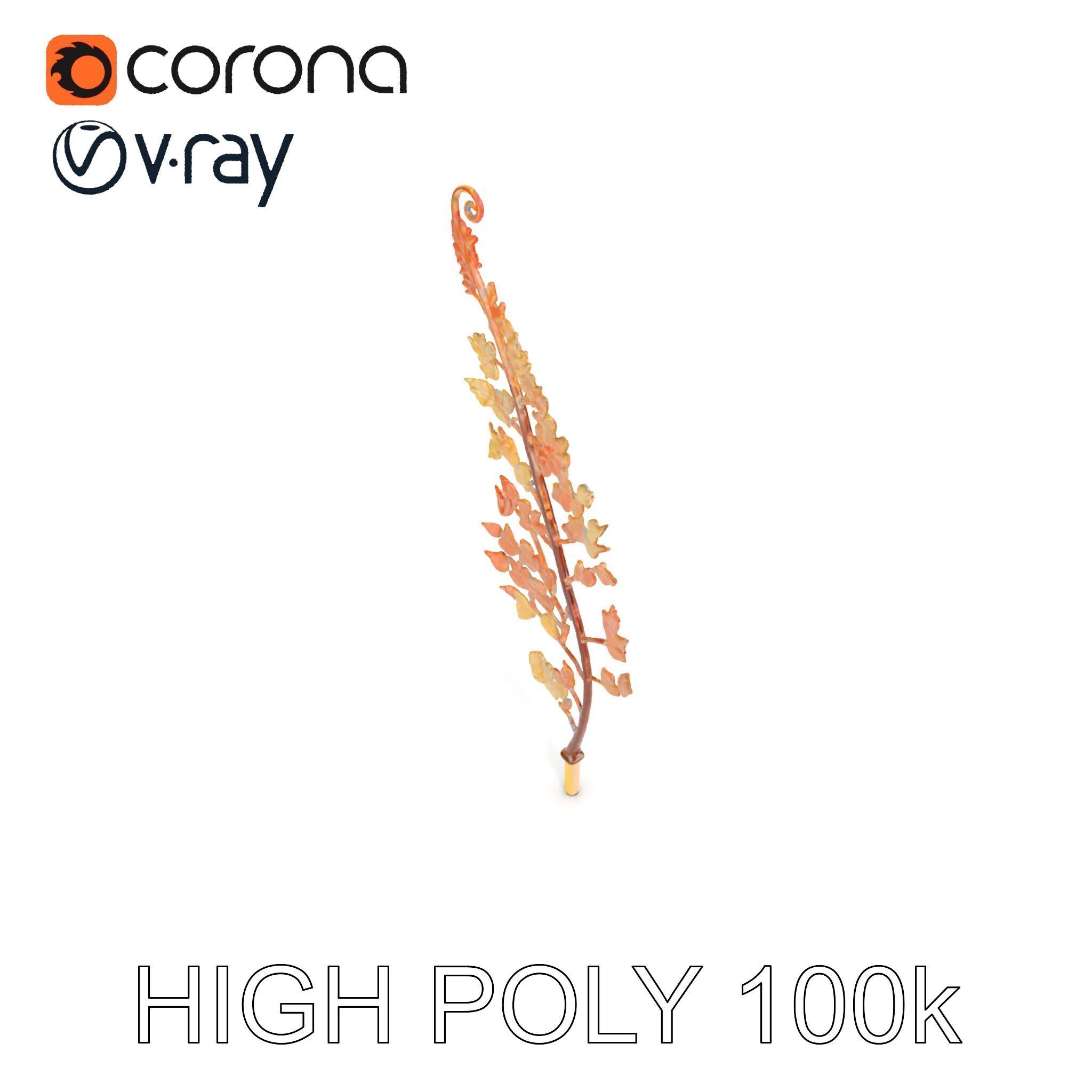 Metallic Leaf Sculpture Model Pack Low-poly 3D model_16