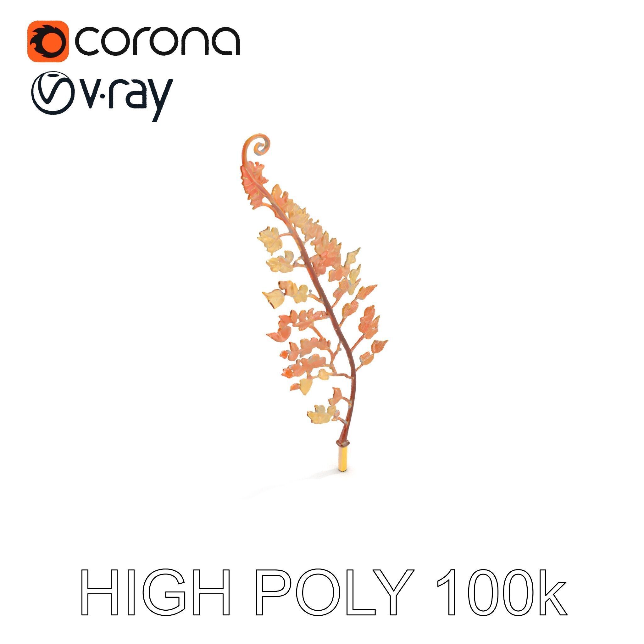 Metallic Leaf Sculpture Model Pack Low-poly 3D model_18