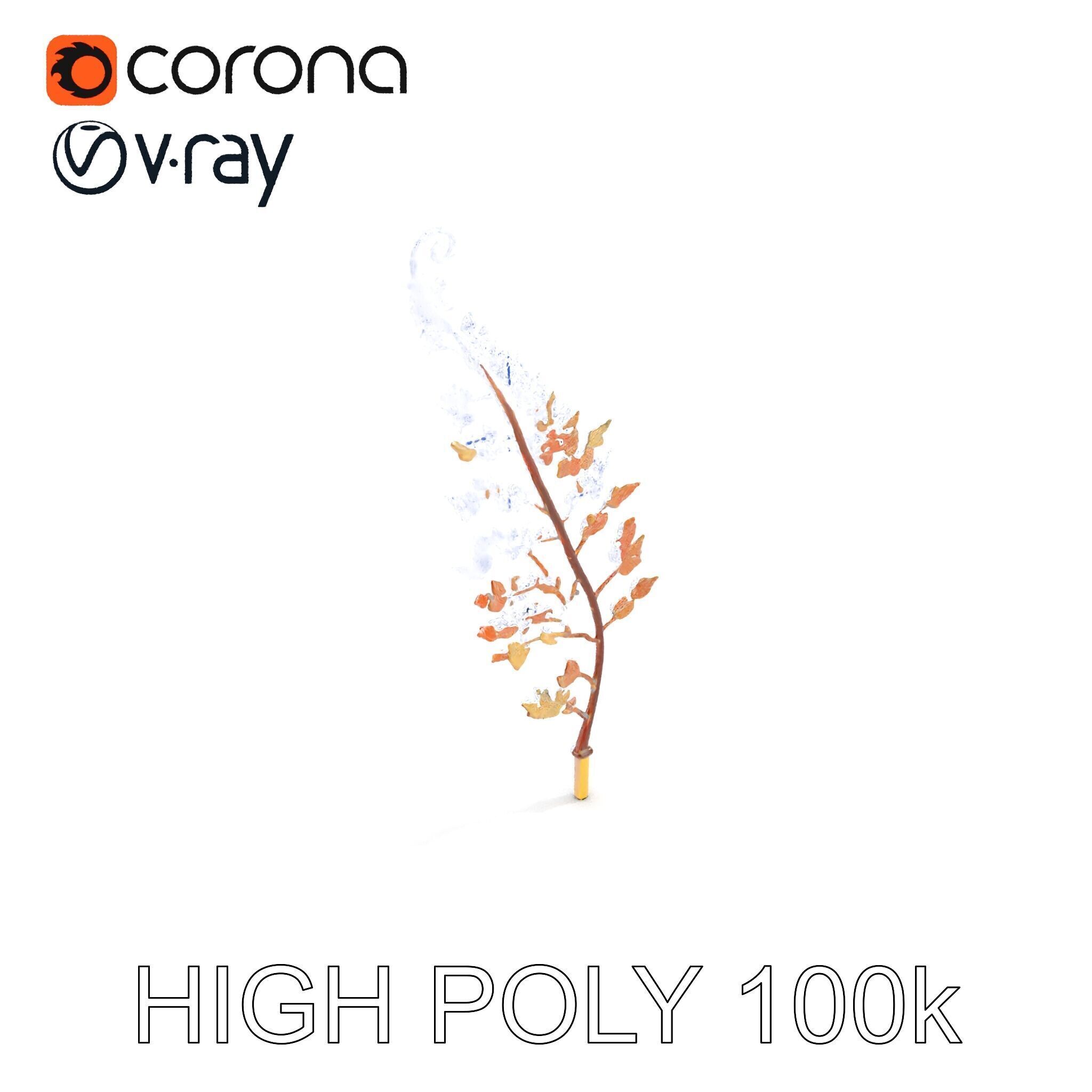 Metallic Leaf Sculpture Model Pack Low-poly 3D model_24