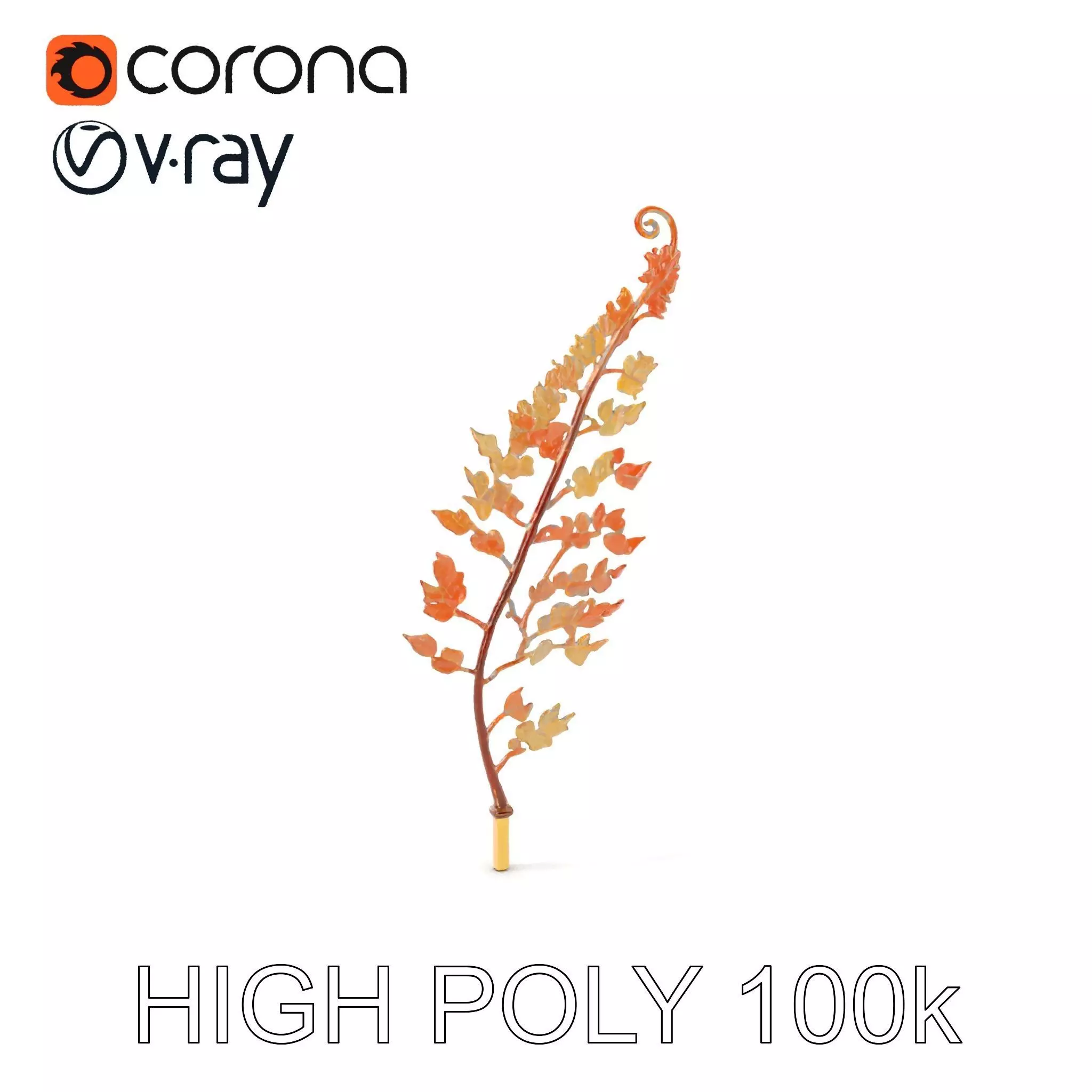 Metallic Leaf Sculpture Model Pack Low-poly 3D model_0