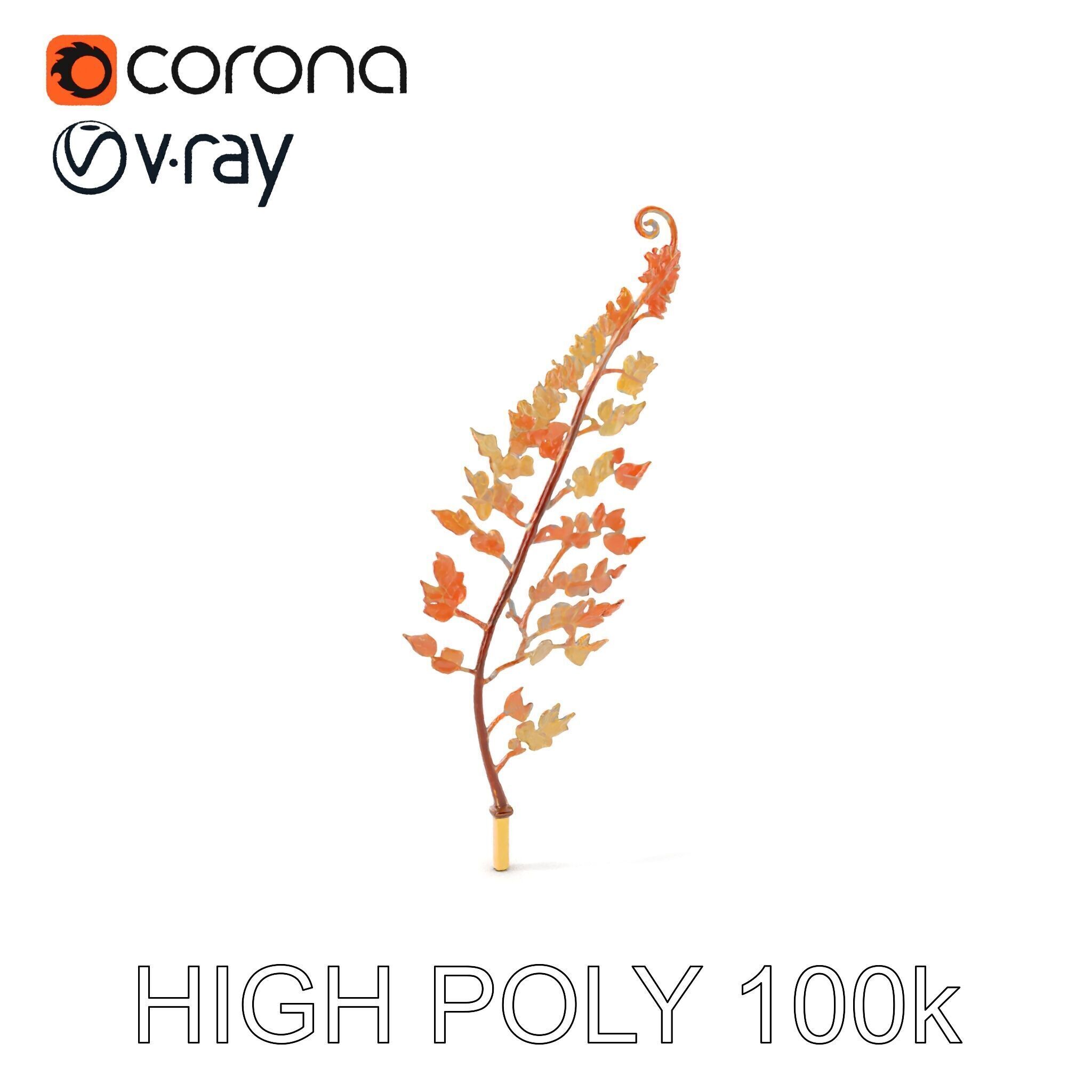 Metallic Leaf Sculpture Model Pack Low-poly 3D model_10