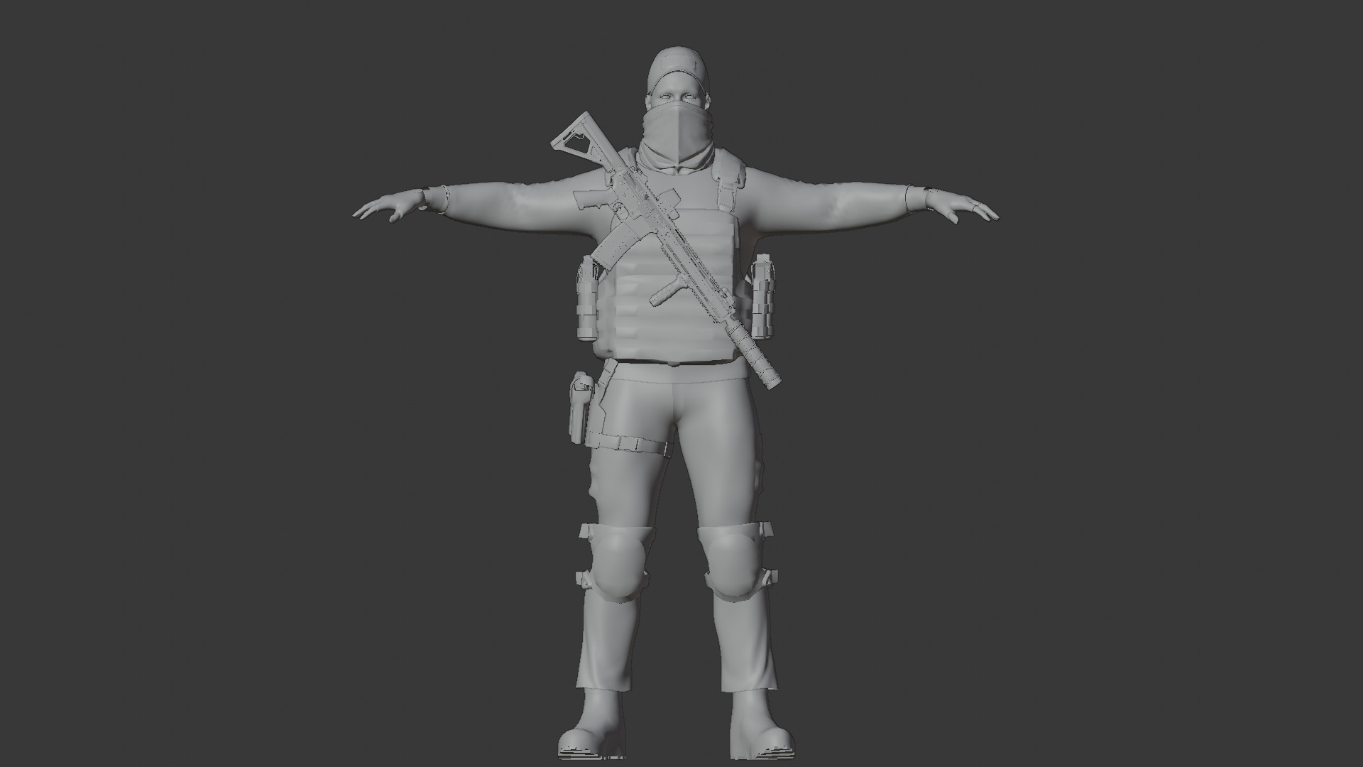 Modern Soldier Outfit Modular 3D Character Kit Low-poly 3D model_8