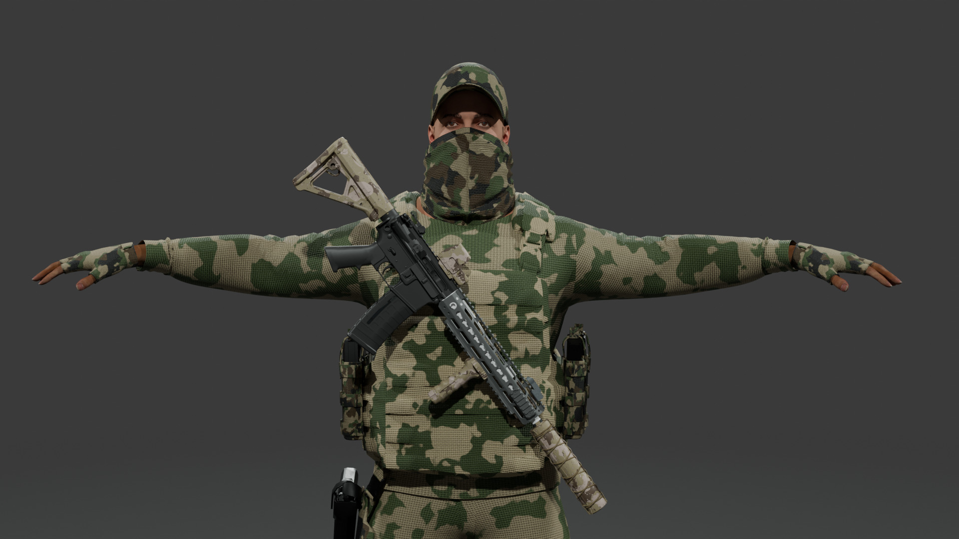 Modern Soldier Outfit Modular 3D Character Kit Low-poly 3D model_3