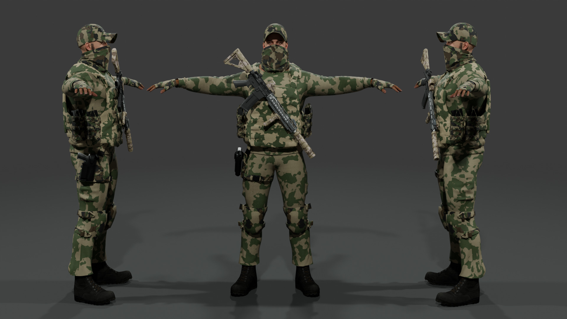 Modern Soldier Outfit Modular 3D Character Kit Low-poly 3D model_4