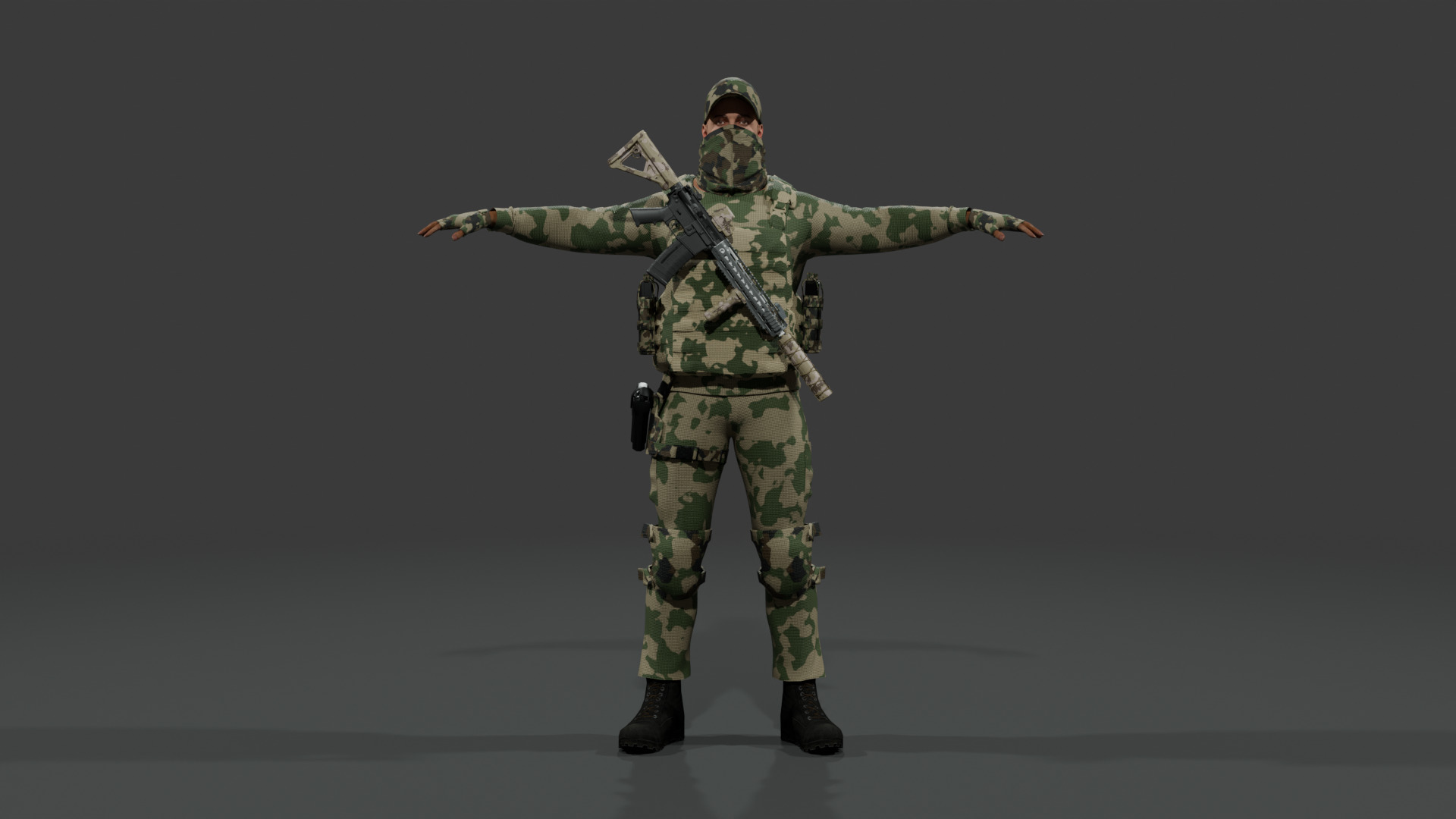 Modern Soldier Outfit Modular 3D Character Kit Low-poly 3D model_1