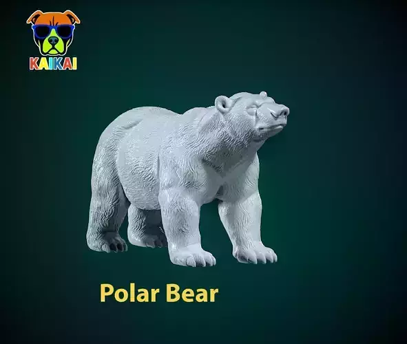 Polar white bear statue - 3D print