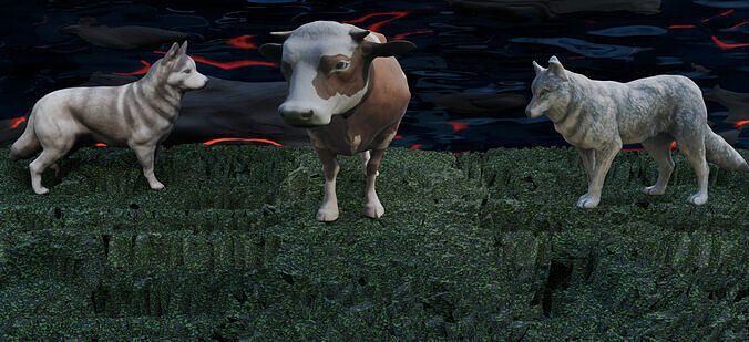 Animal attack Low-poly 3D model