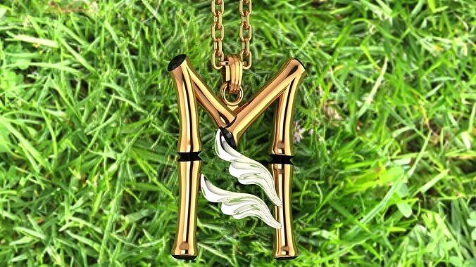 Golden M Leaf Pendant 10MM-400mg 3D print model